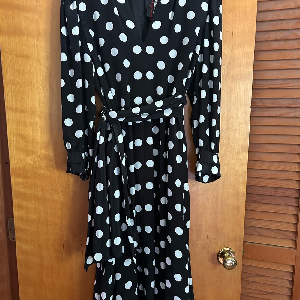 Vintage silk polka dot Pauline Trigère dress